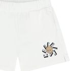 Girls White Teddy Bear Logo Shorts, 1, hi-res