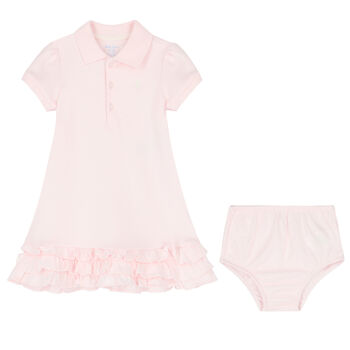 Baby Girls Pink Polo Dress Set