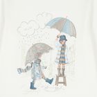 توب بنات بأكمام بالشعار باللون العاجي, 2, hi-res