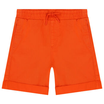 Boys Orange Logo Shorts