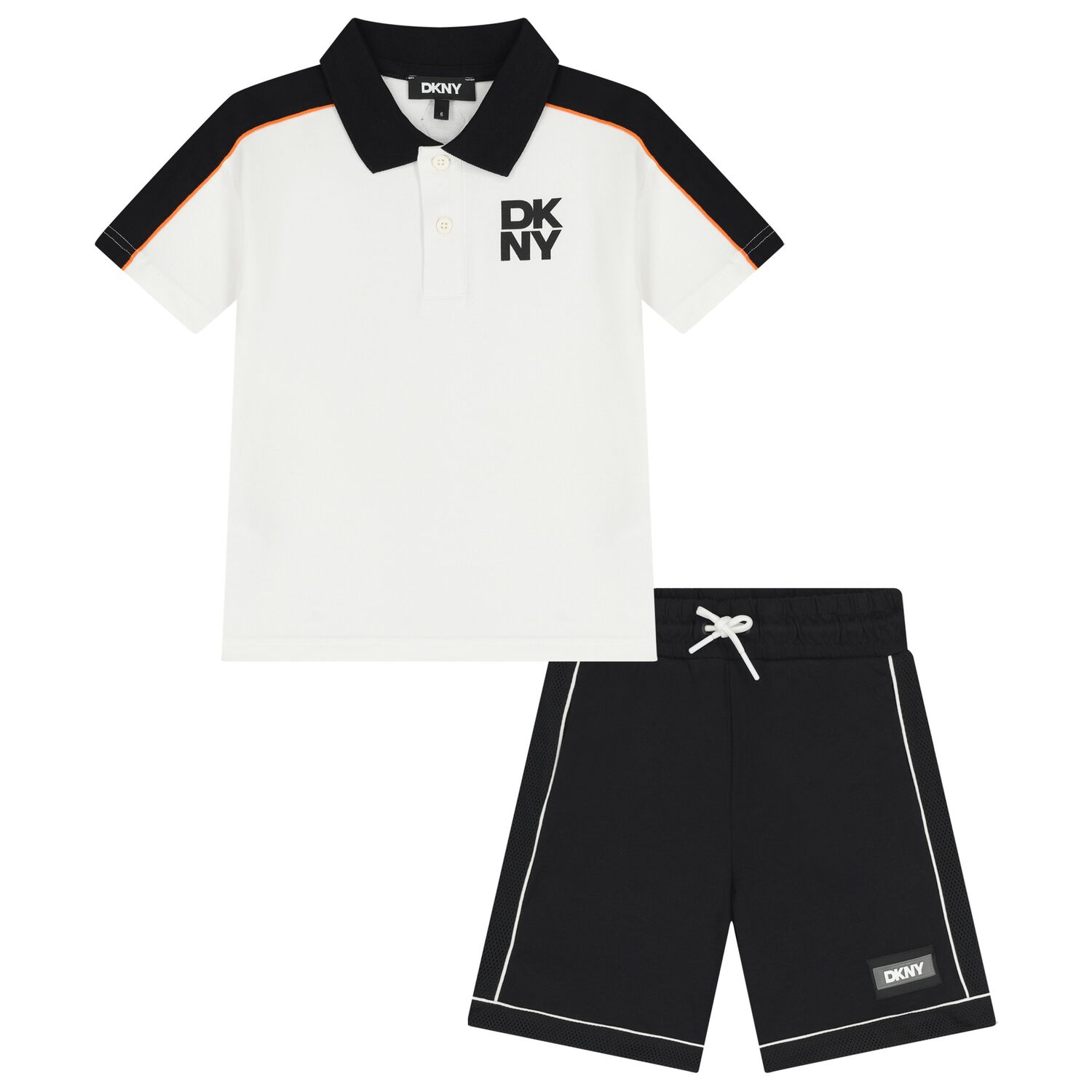 Boys White & Black Shorts Set, 1, hi-res