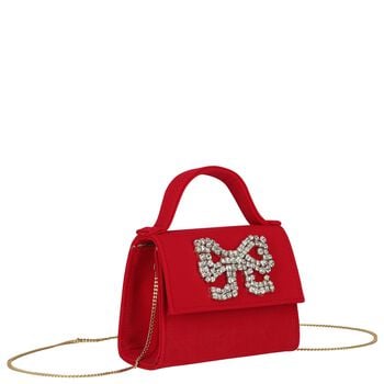 Girls Red Bow Cr&ecirc;pe Handbag ( 13cm )