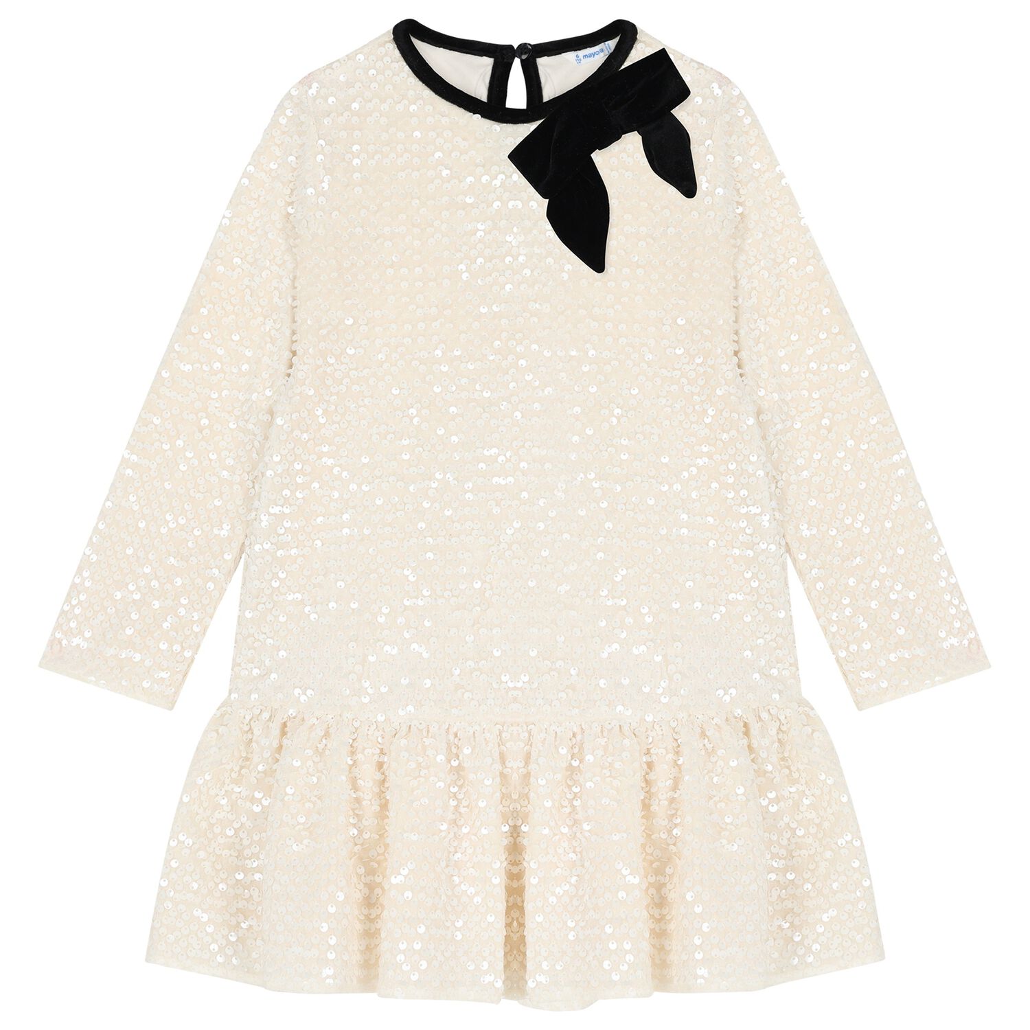 Girls Ivory Embellished Dress, 1, hi-res