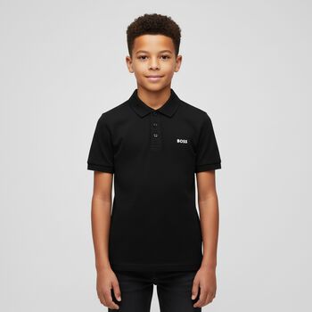 Boys Black Logo Polo Shirt