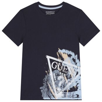 Boys Navy Blue Logo T-Shirt