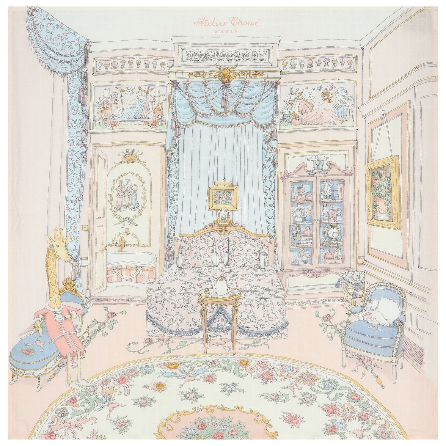 بطانية قماط بنات بطبعة الغرفة الفرنسية باللون الوردي , 1, hi-res image number null