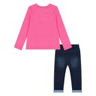 Younger Girls Pink & Blue Logo Trousers Set, 1, hi-res