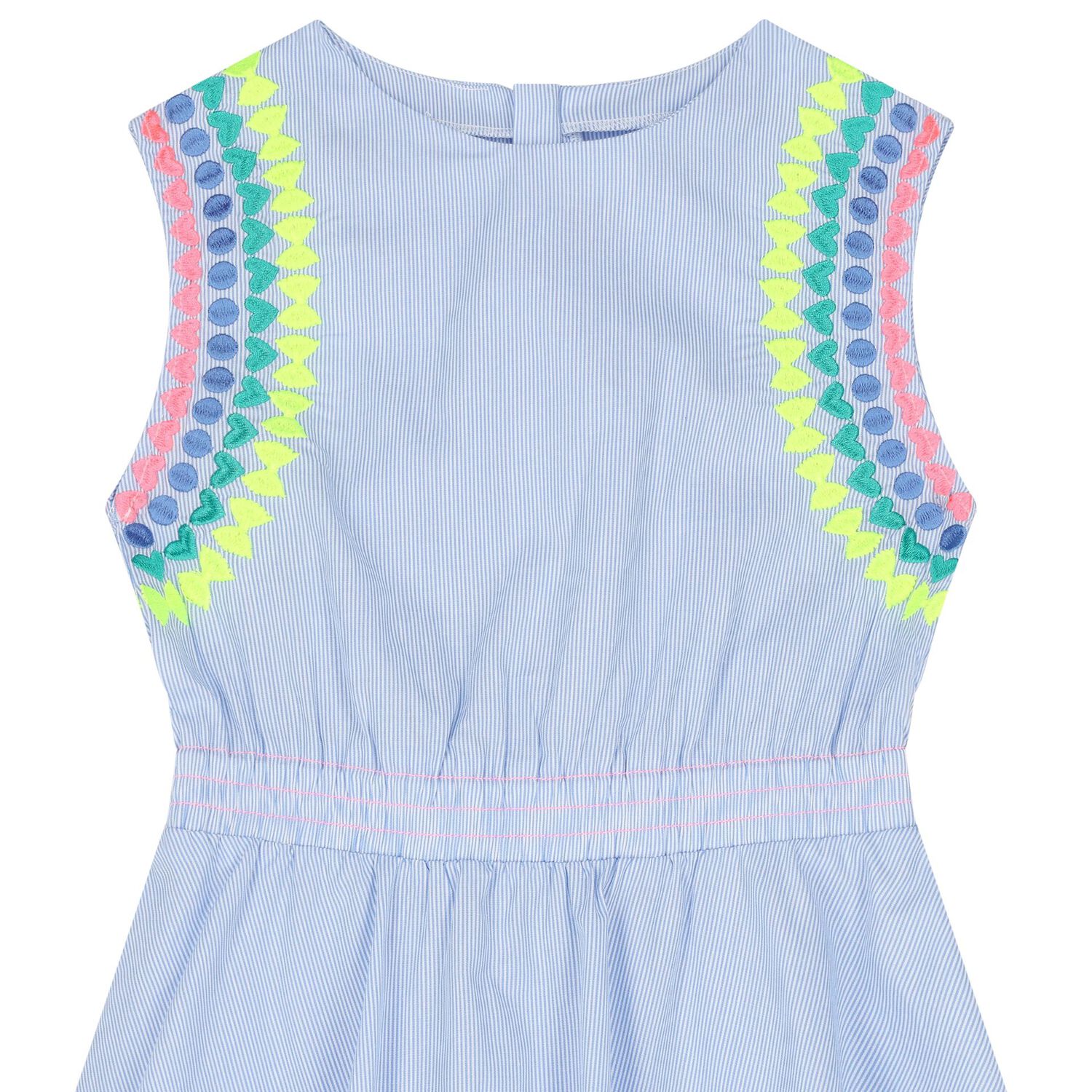 Girls Blue & White Striped Dress, 1, hi-res