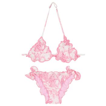 Girls Pink & White Jungle Bikini