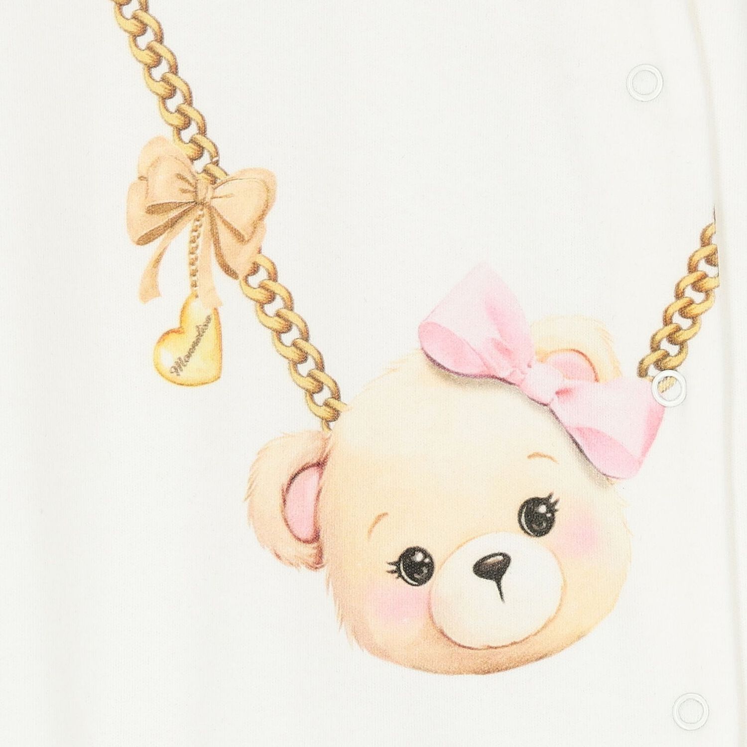 Baby Girls Ivory & Pink Teddy Bear Babygrow, 1, hi-res