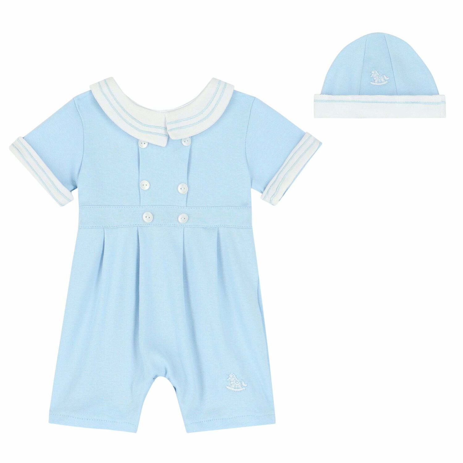 Baby Boys Blue Romper Set, 1, hi-res