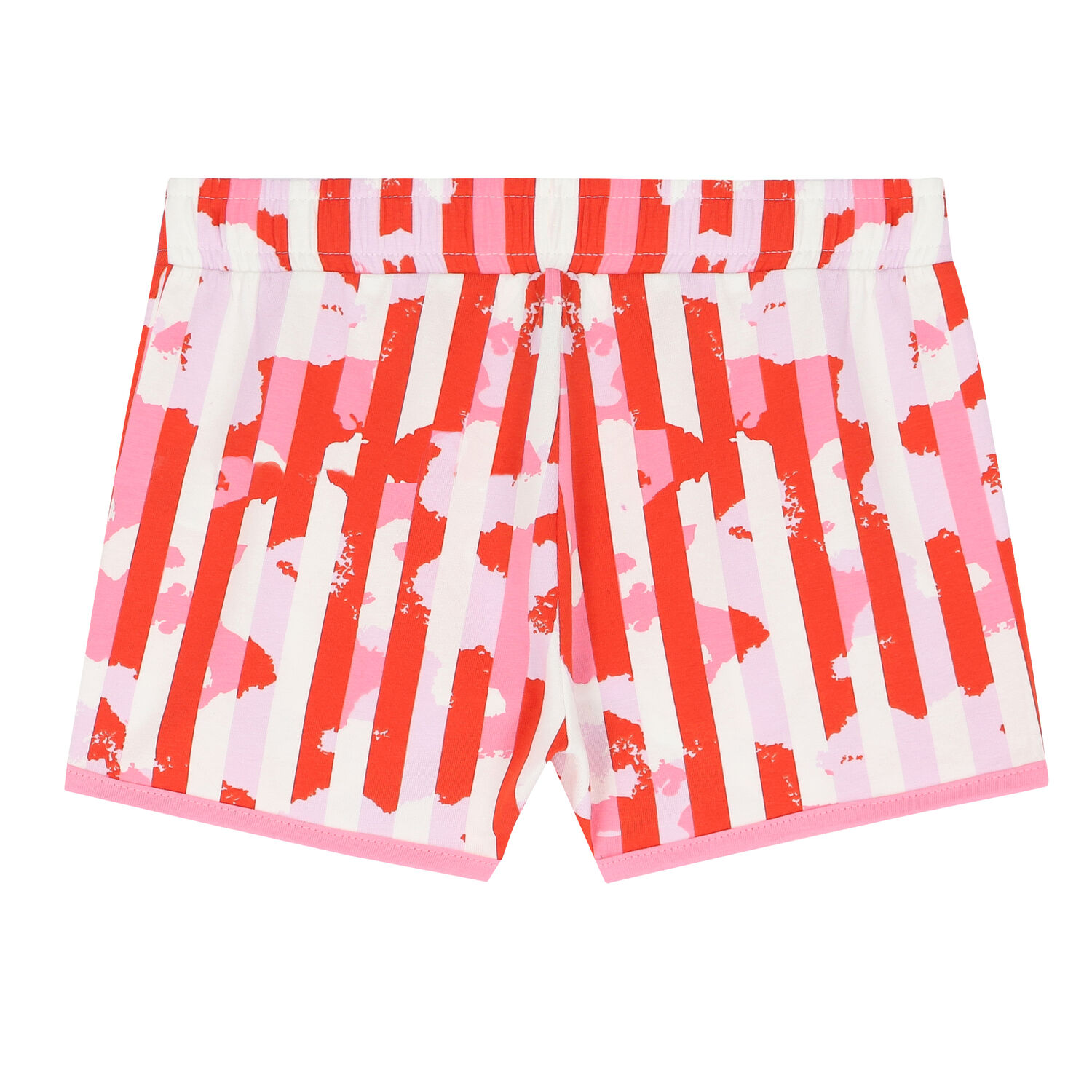 Girls Pink, Red & White Striped Shorts, 1, hi-res