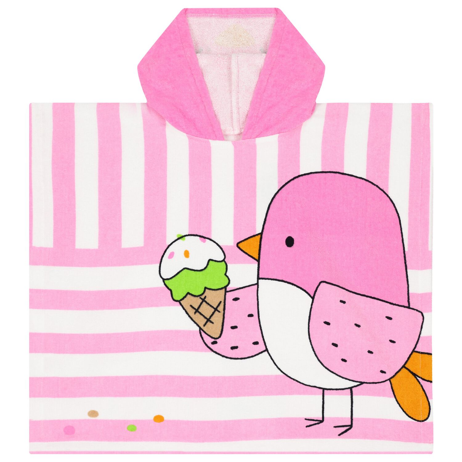 منشفة بونشو مخططة باللونين الوردي والأبيض للبنات, 1, hi-res