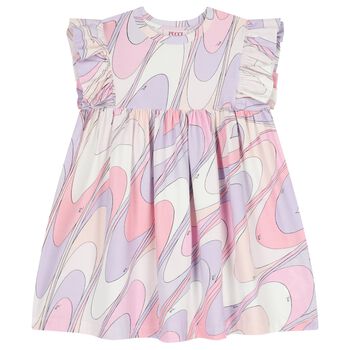Girls Pink & White Ruffled Iride Dress