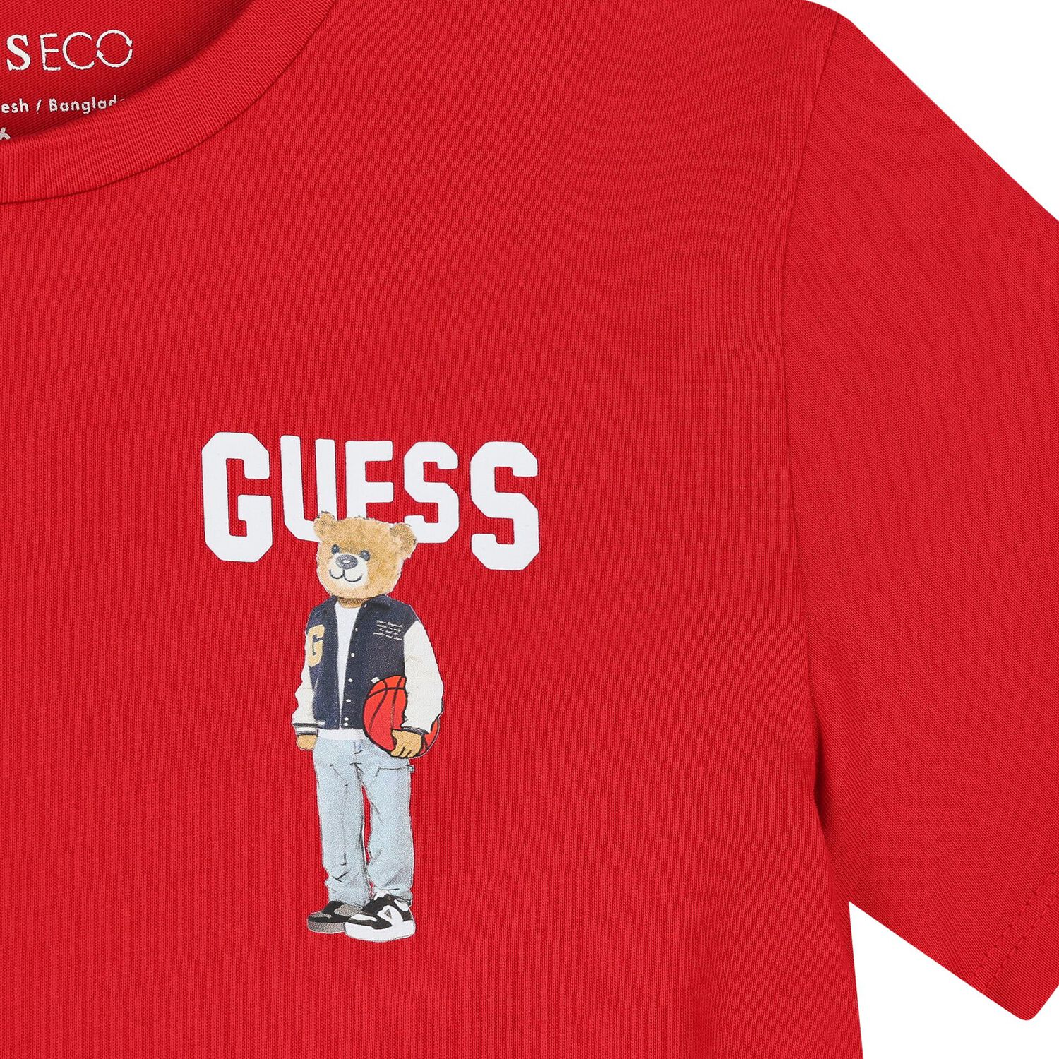 Boys Red Teddy Bear Logo T-Shirt, 3, hi-res