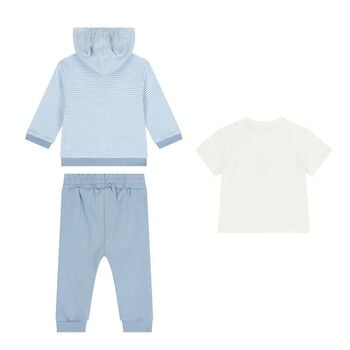 Baby Boys White & Blue 3 Piece Tracksuit