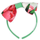 Girls Green Floral Bow Headband, 1, hi-res