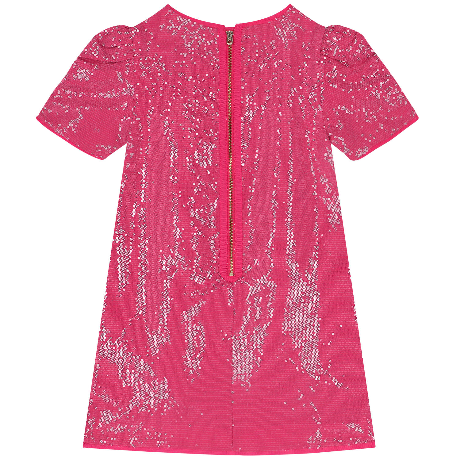 Girls Pink Sequin Logo Dress, 1, hi-res