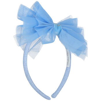 Girls Blue Tulle Bow Hairband