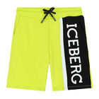 Boys Neon Green Logo Shorts, 1, hi-res