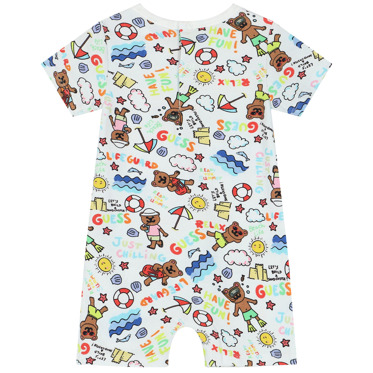 White Logo Romper, 3, hi-res