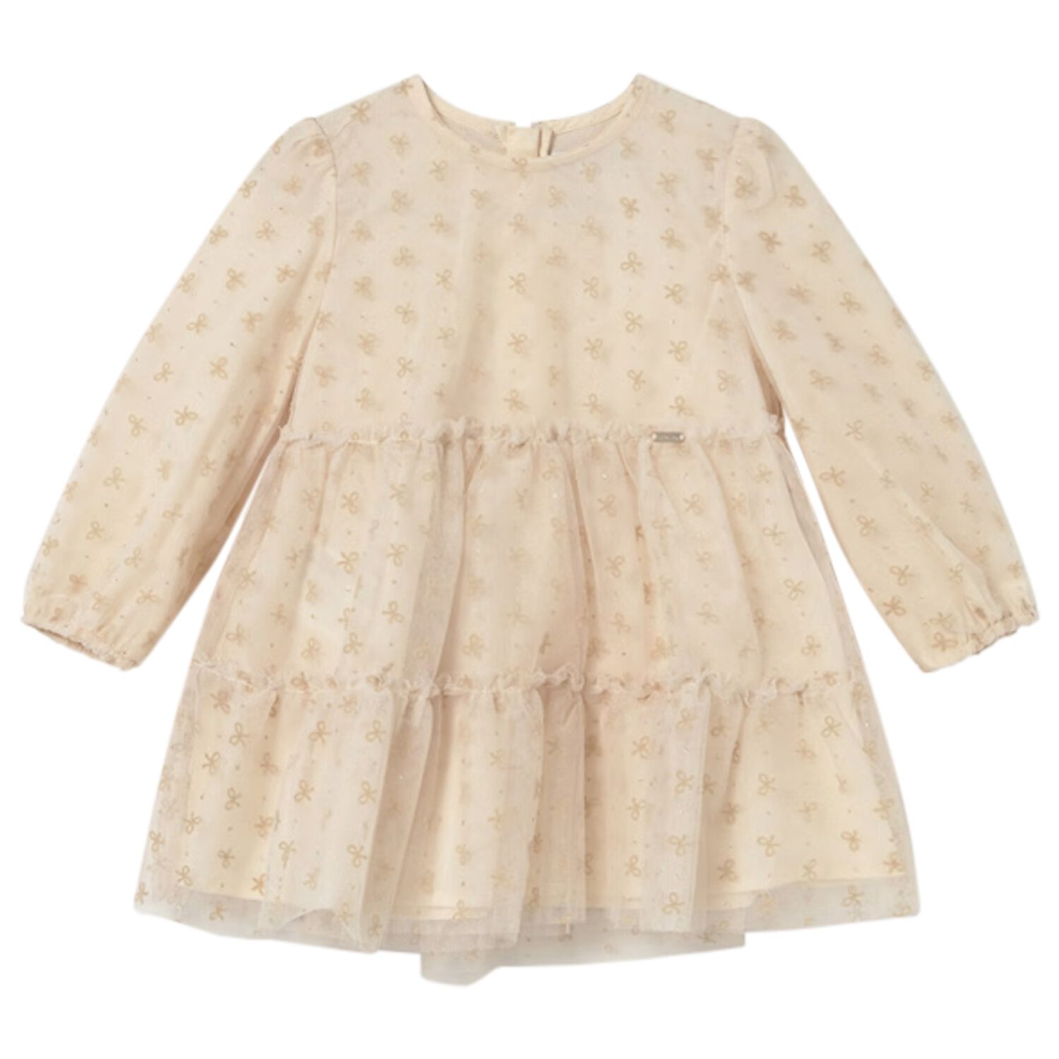 Younger Girls Ivory Tulle Dress, 1, hi-res