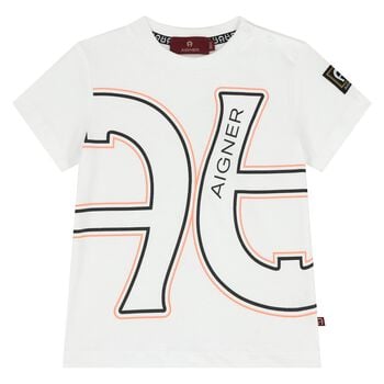 Younger Boys White Logo T-Shirt