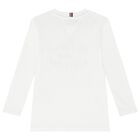 Boys White Logo Long Sleeve Top, 2, hi-res