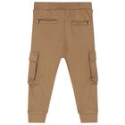Younger Boys Beige Logo Trousers, 1, hi-res