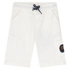 Younger Boys White Logo Shorts, 1, hi-res