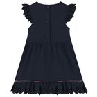 Younger Girls Navy Cotton Dress, 1, hi-res