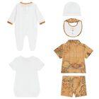 White & Beige Geo Map Babygrow Gift Set, 2, hi-res