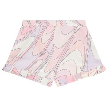 Girls Pink & White Iride Shorts