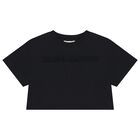 تيشيرت بنات بالشعار  مرصع بأحجار الراين باللون الاسود , 1, hi-res