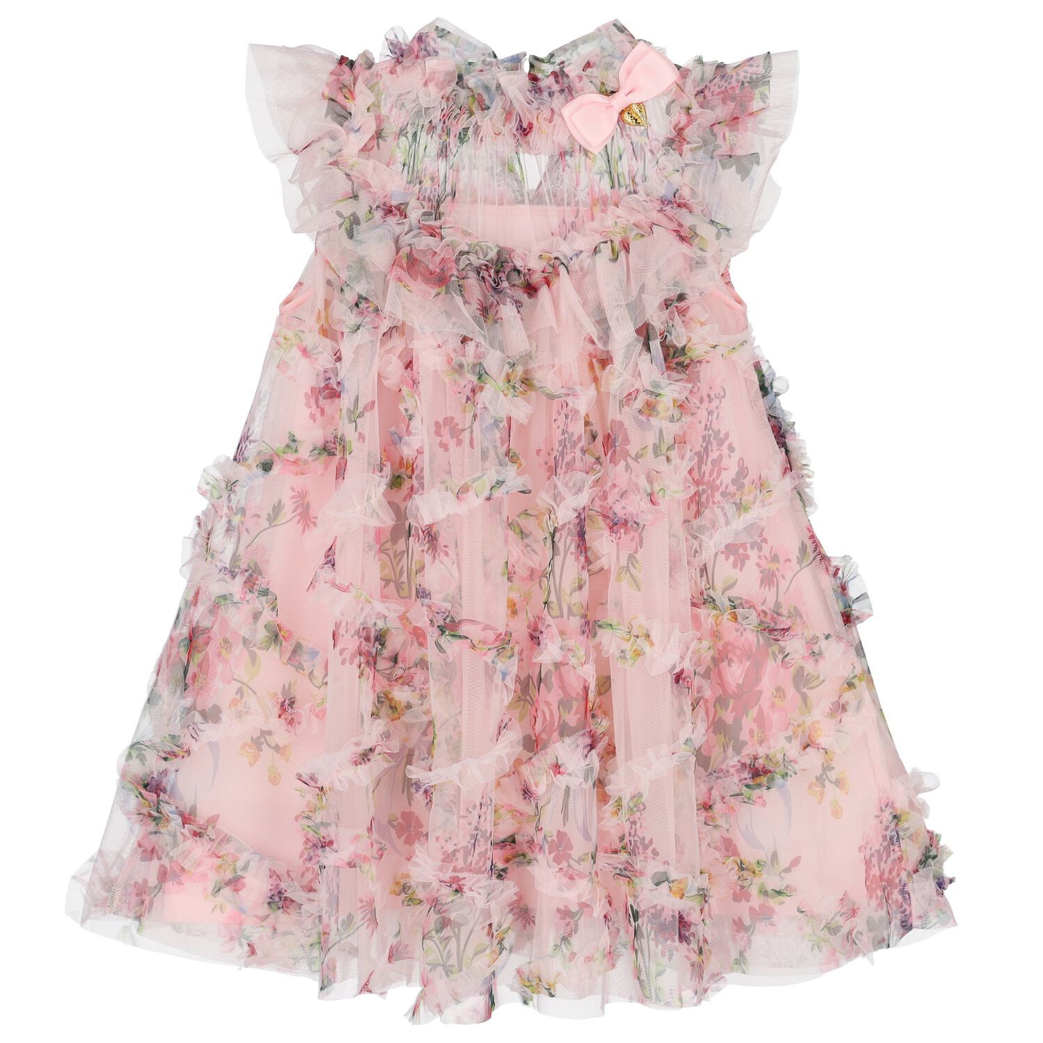 فستان تول زهري للبنات, 1, hi-res