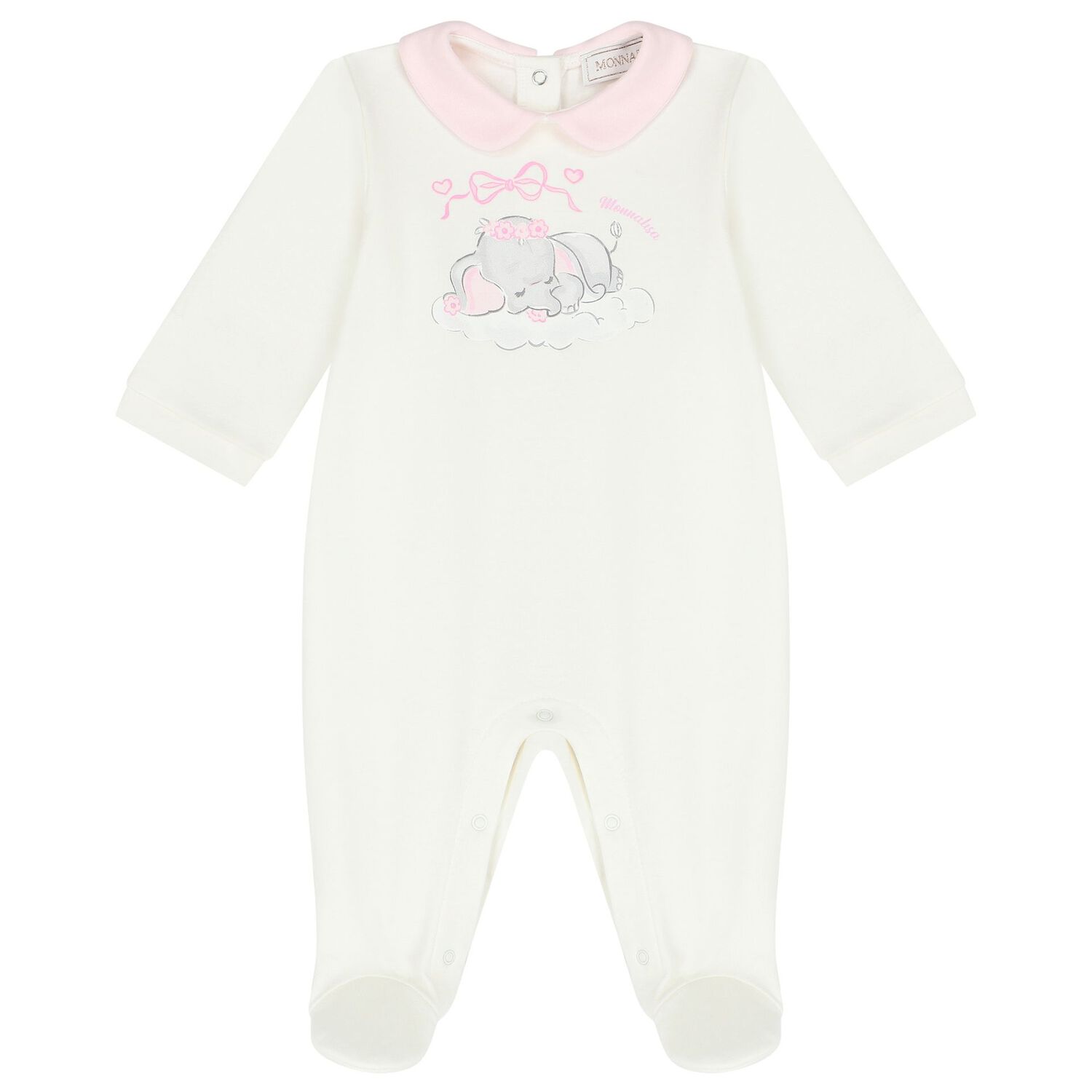 Baby Girls Ivory and Pink Babygrow Set, 1, hi-res