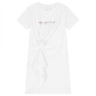 Girls White Logo Floral Dress, 1, hi-res