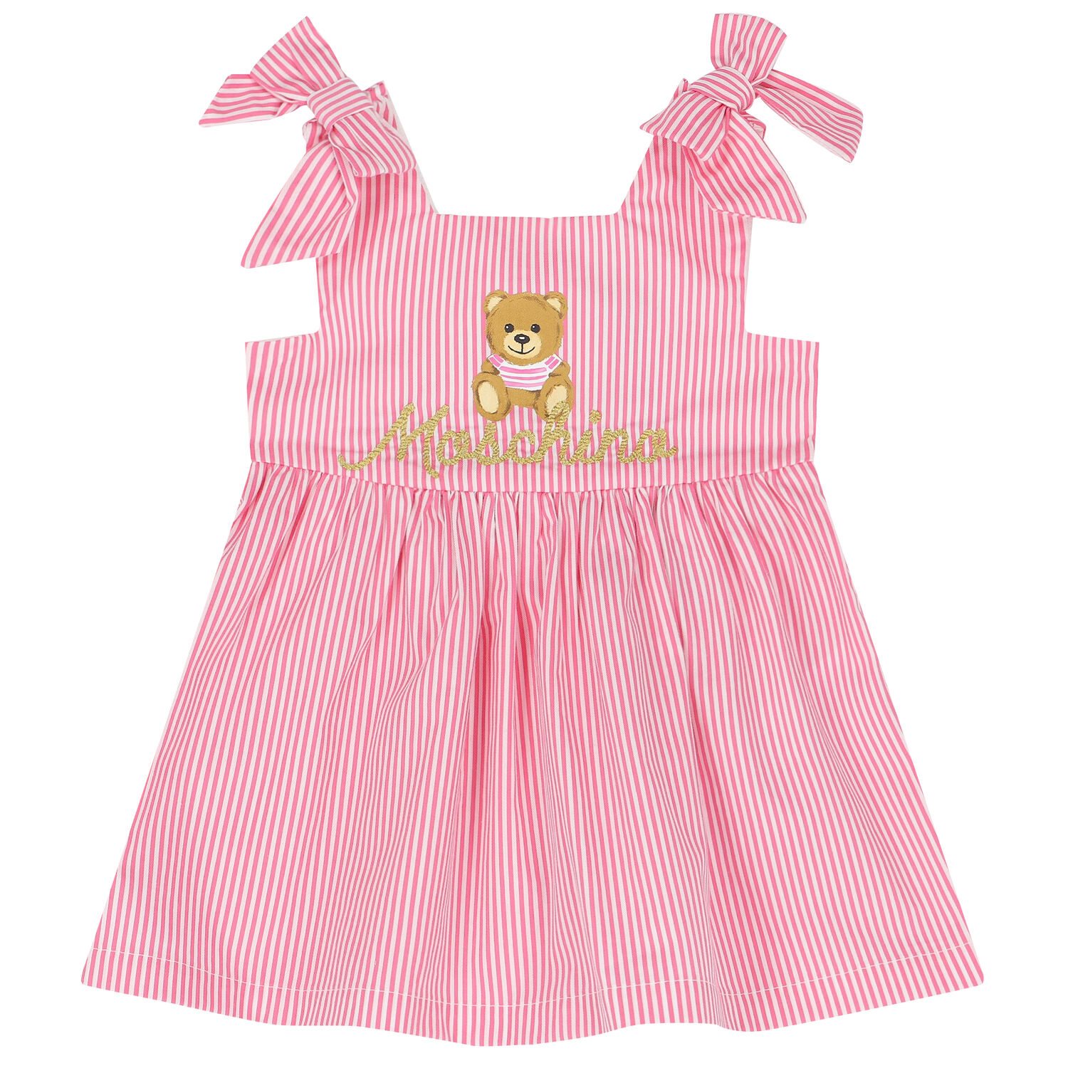 Younger Girls Pink & White Striped Dress Set, 1, hi-res