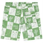 Boys Green & White Logo Shorts, 1, hi-res