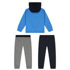 Boys Blue, Grey & Navy Blue Tracksuit Set (3 Piece), 2, hi-res