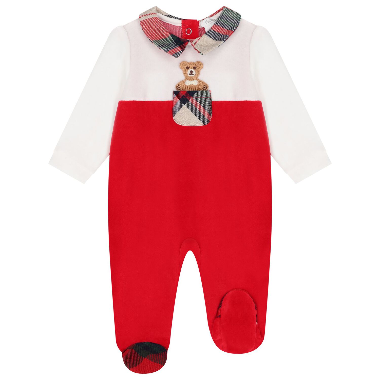 White & Red Teddy Bear Babygrow, 1, hi-res