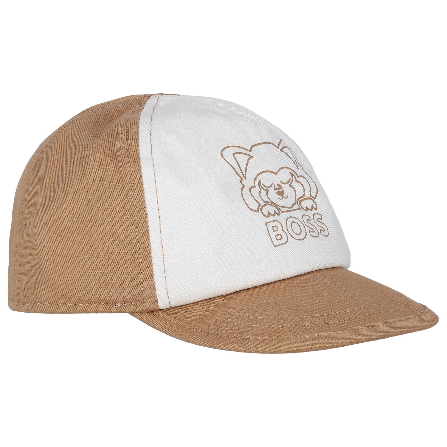 Baby Boys White & Beige Logo Cap, 1, hi-res