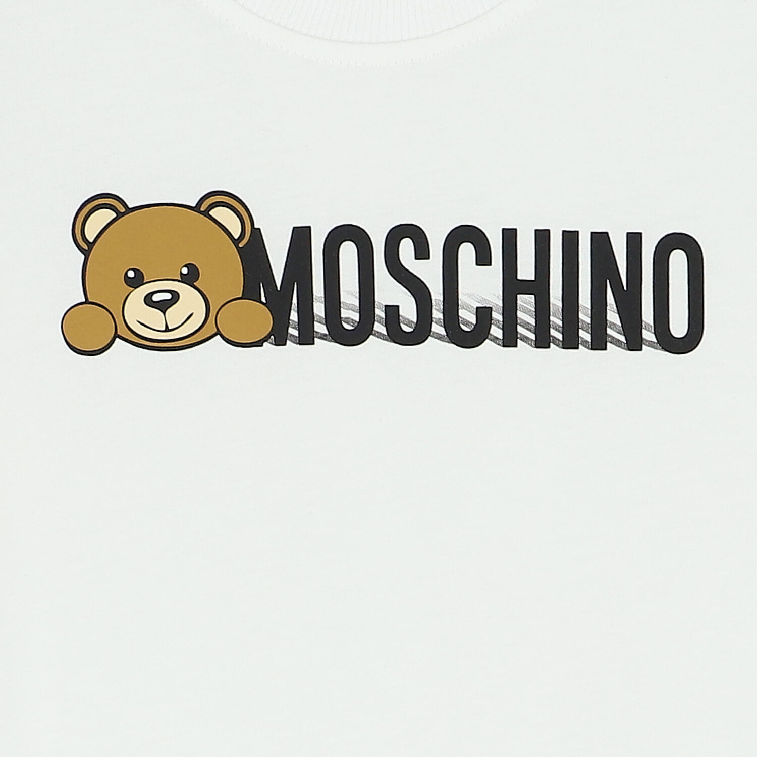 White Teddy Bear Logo Long Sleeve Top, 1, hi-res