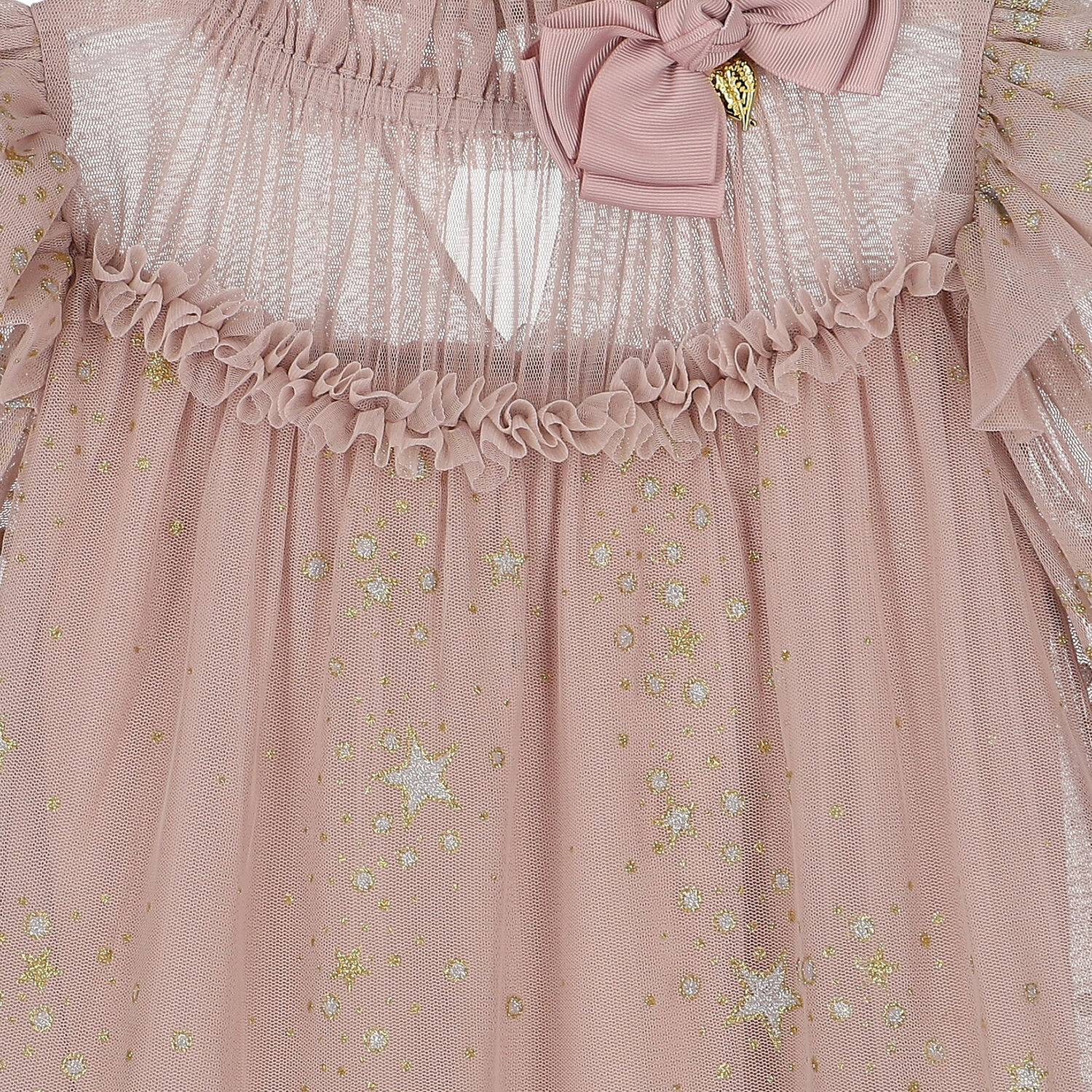 Girls Pink Star Tulle Dress, 1, hi-res