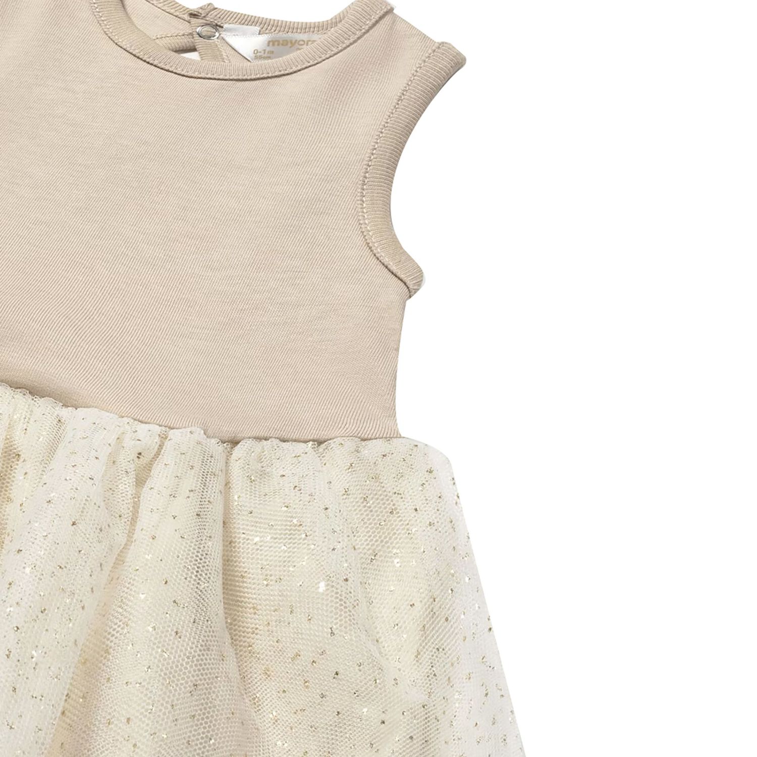 Baby Girls Ivory & Beige Tulle Dress Set, 2, hi-res