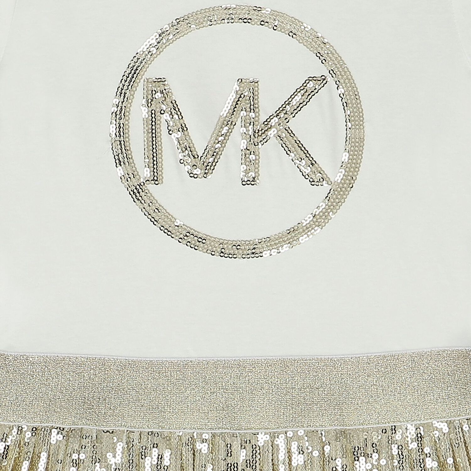 فستان بنات مزين بالترتر باللون العاجي والذهبي, 2, hi-res image number null