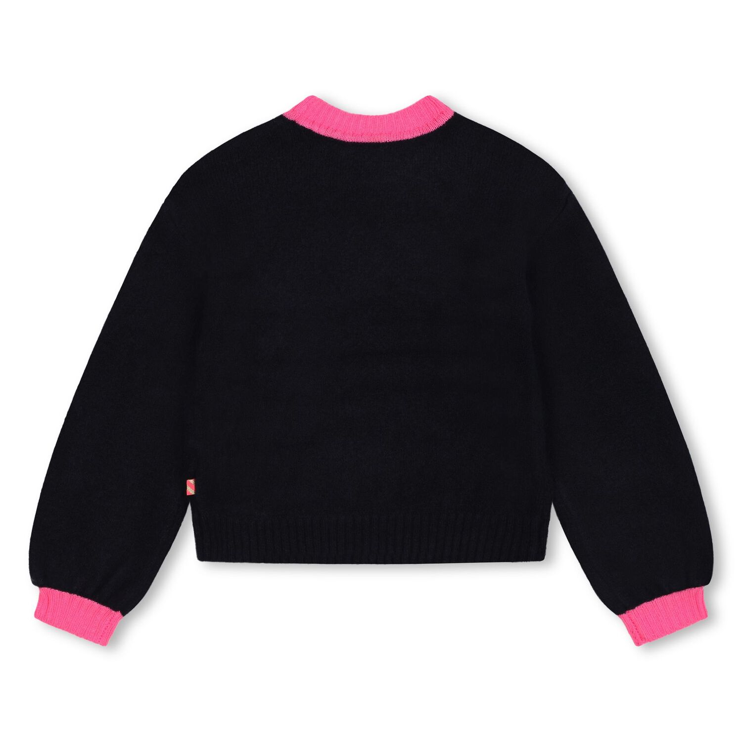 Girls Navy Blue Sequin Heart Sweater, 1, hi-res