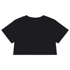 تيشيرت بنات بالشعار  مرصع بأحجار الراين باللون الاسود , 1, hi-res