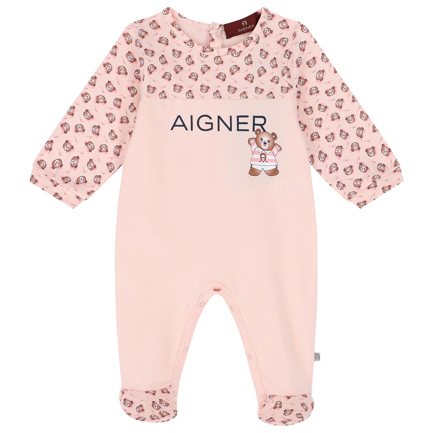 Baby Girls Pink Teddy Bear Logo Babygrow, 3, hi-res image number null