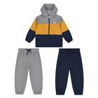 Younger Boys Grey, Yellow & Navy Blue Tracksuit Set ( 3 Piece ), 1, hi-res